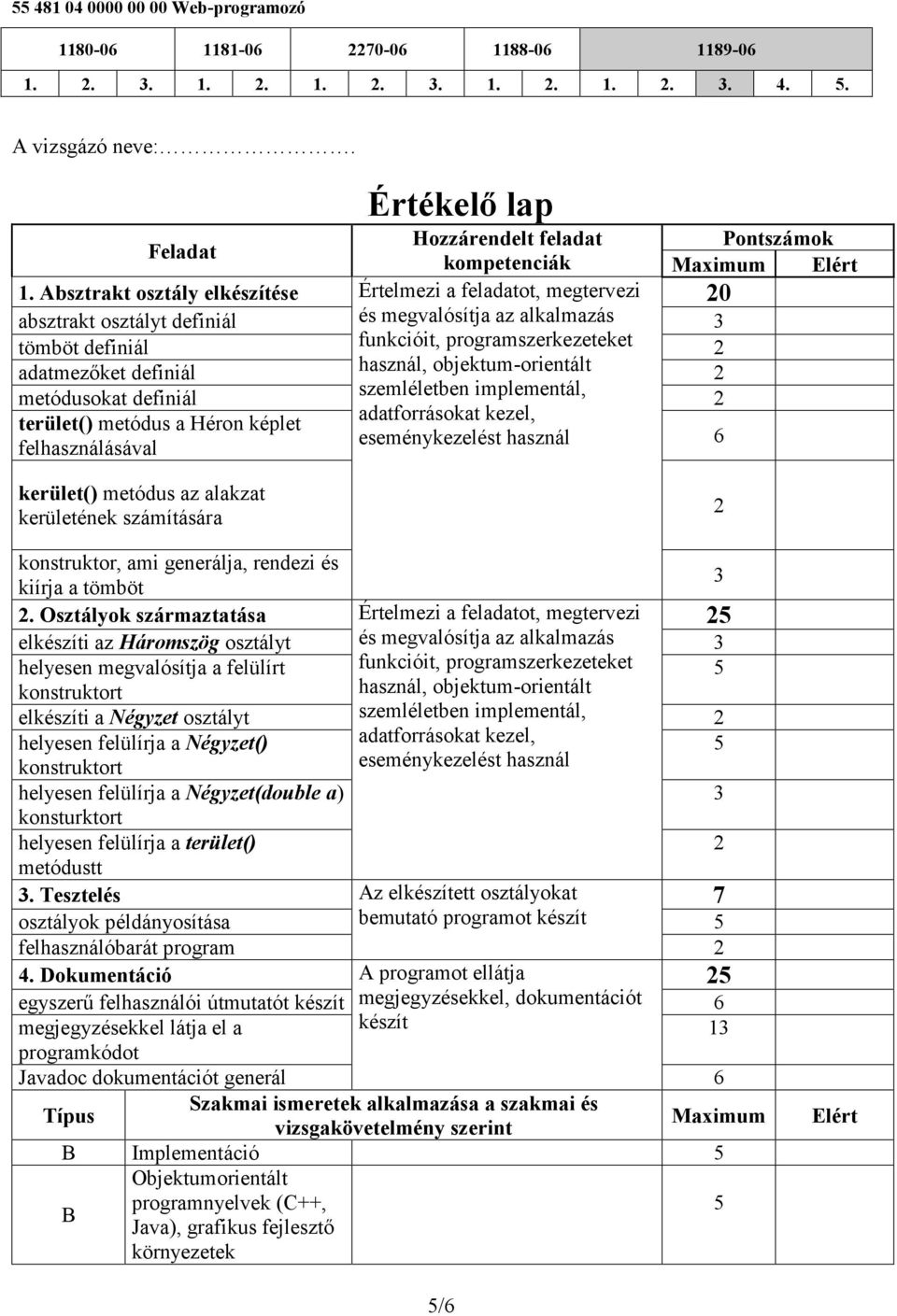 használ, objektum-orientált metódusokat definiál szemléletben implementál, terület() metódus a Héron képlet adatforrásokat kezel, felhasználásával eseménykezelést használ 6 kerület() metódus az