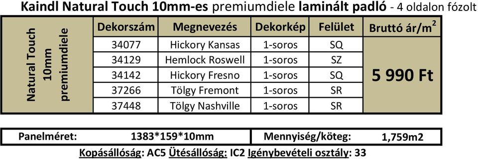 1-soros SZ 34142 Hickory Fresno 1-soros SQ 37448 Tölgy Nashville 1-soros SR 5 990