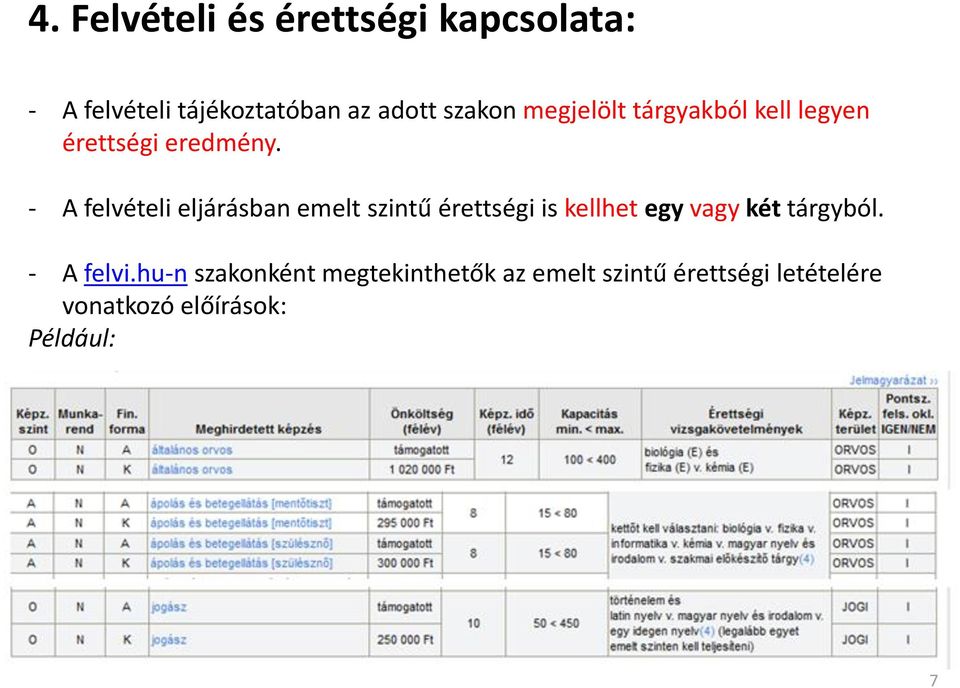 - A felvételi eljárásban emelt szintű érettségi is kellhet egy vagy két tárgyból.