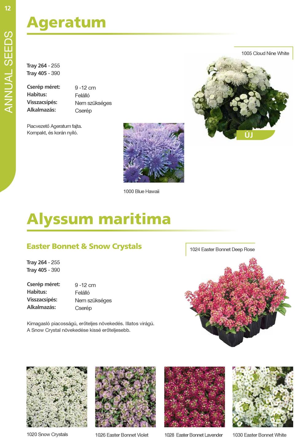 ÚJ 1000 Blue Hawaii Alyssum maritima Easter Bonnet & Snow Crystals 1024 Easter Bonnet Deep Rose Tray 264-255 Tray