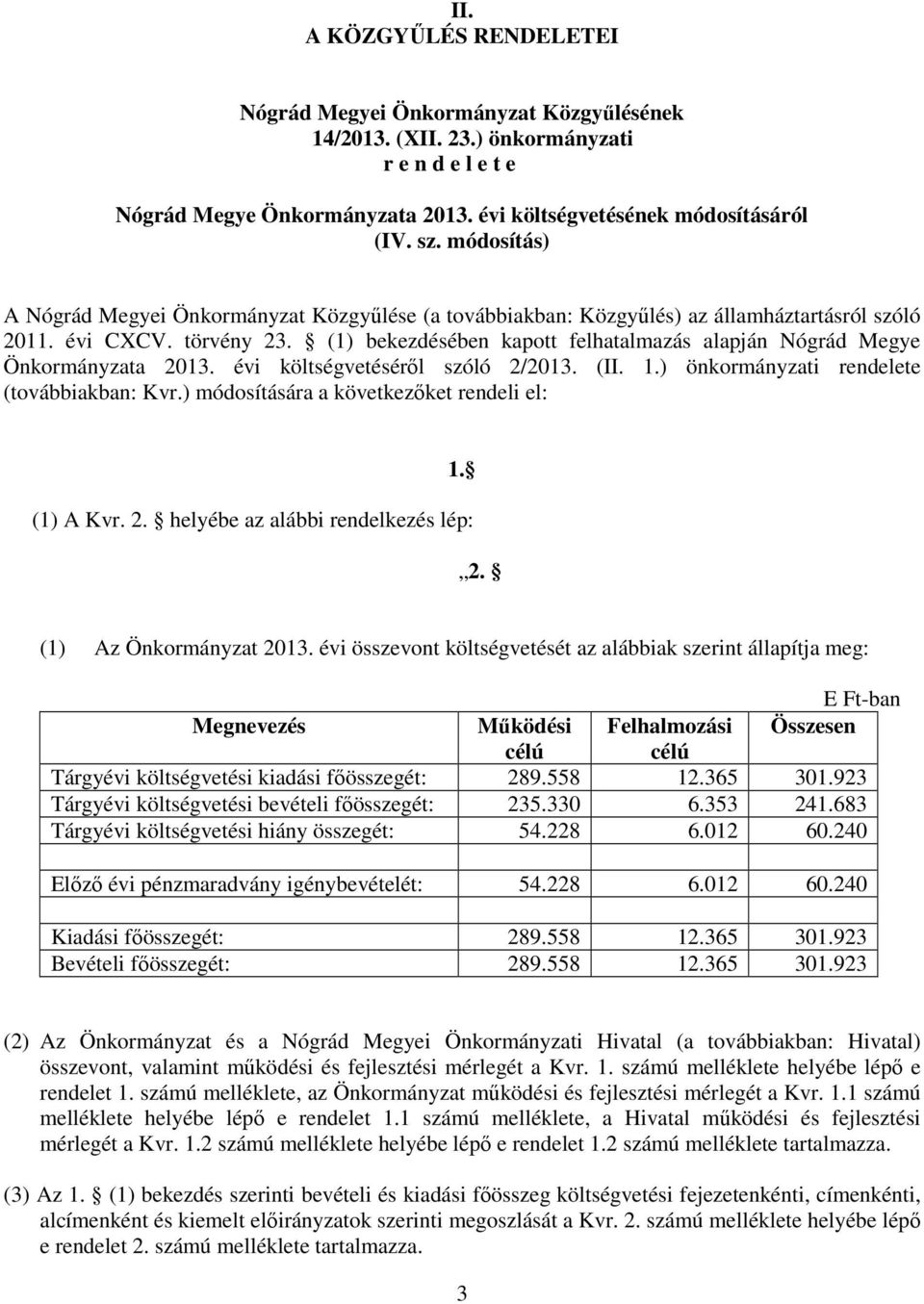 (1) bekezdésében kapott felhatalmazás alapján Nógrád Megye Önkormányzata 2013. évi költségvetéséről szóló 2/2013. (II. 1.) önkormányzati rendelete (továbbiakban: Kvr.