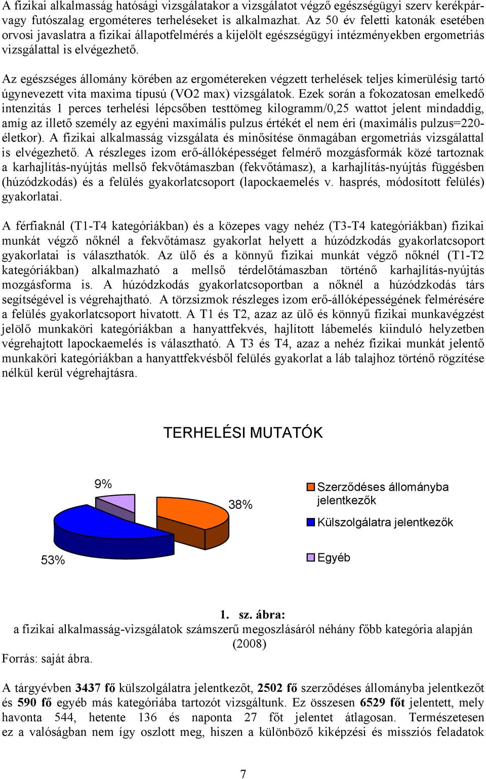 Az egészséges állomány körében az ergométereken végzett terhelések teljes kimerülésig tartó úgynevezett vita maxima típusú (VO2 max) vizsgálatok.