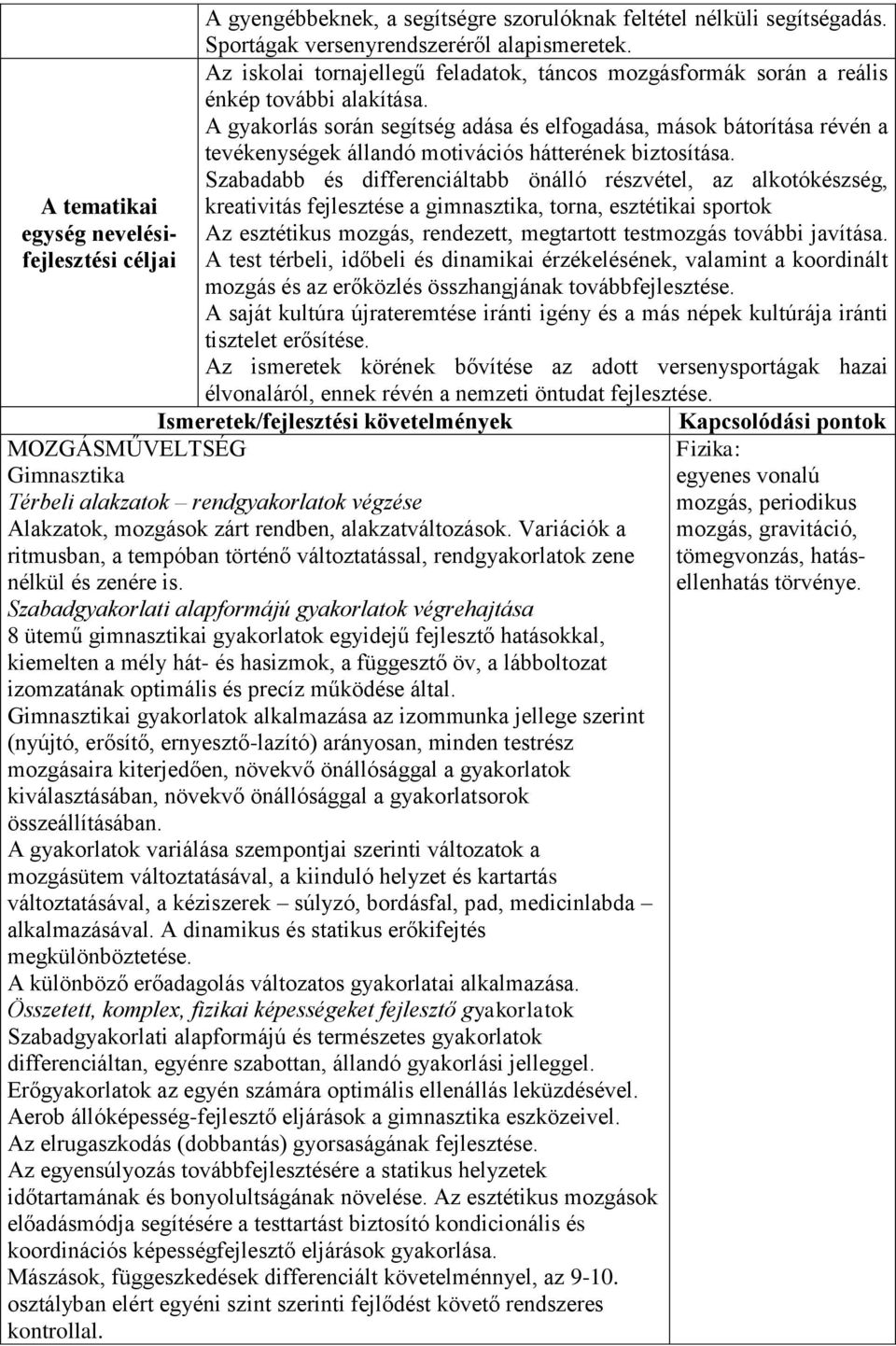 A gyakorlás során segítség adása és elfogadása, mások bátorítása révén a tevékenységek állandó motivációs hátterének biztosítása.
