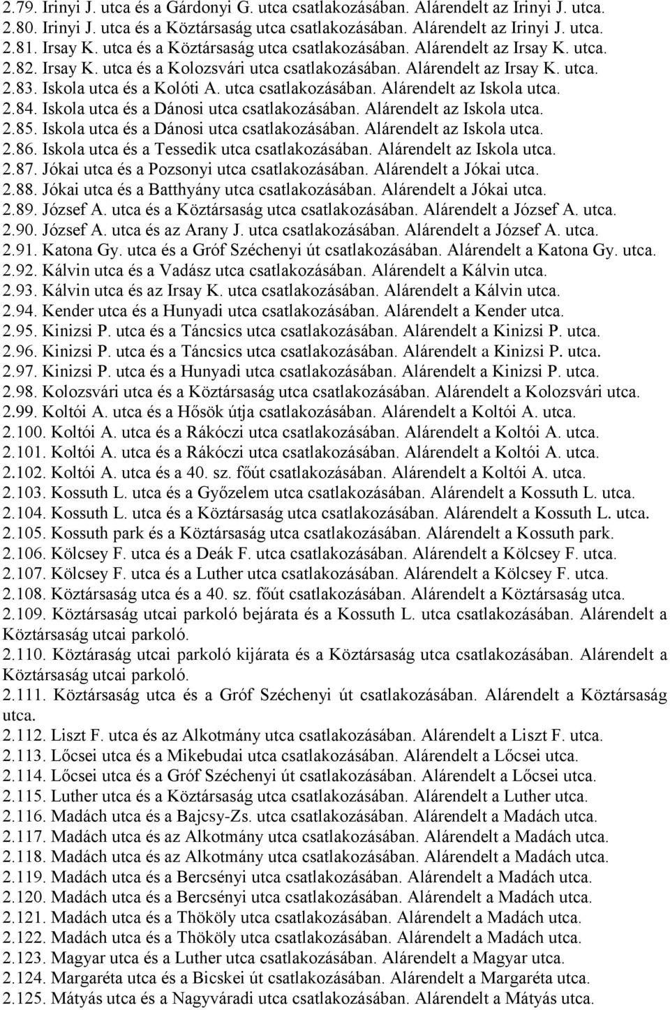 utca csatlakozásában. Alárendelt az Iskola utca. 2.84. Iskola utca és a Dánosi utca csatlakozásában. Alárendelt az Iskola utca. 2.85. Iskola utca és a Dánosi utca csatlakozásában. Alárendelt az Iskola utca. 2.86.