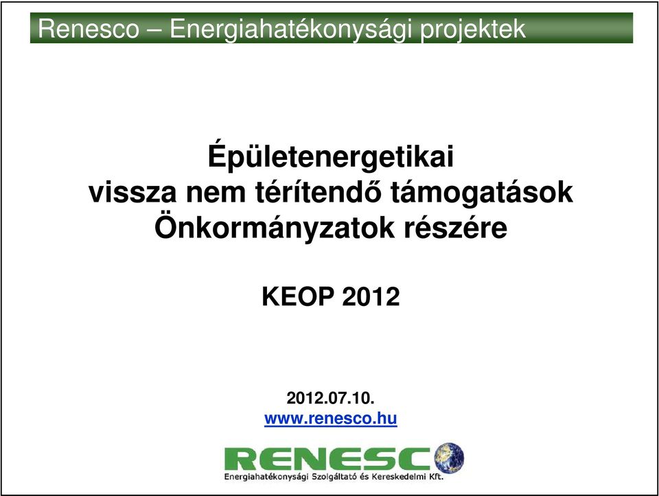 Önkormányzatok részére KEOP