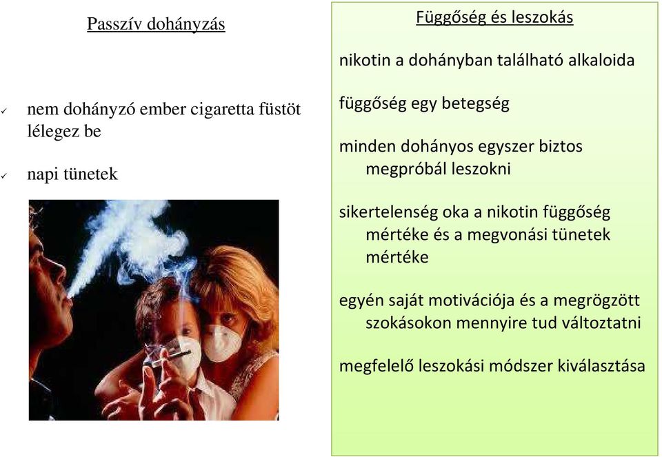 megpróbál leszokni sikertelenség oka a nikotin függőség mértéke és a megvonási tünetek mértéke egyén