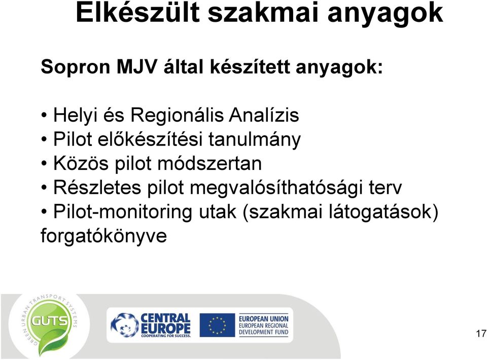tanulmány Közös pilot módszertan Részletes pilot