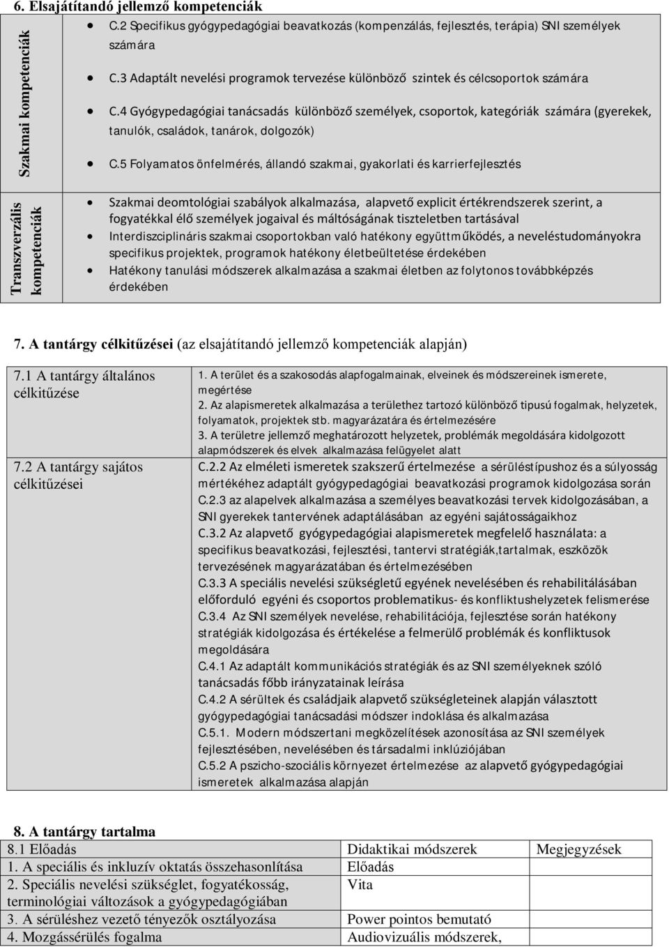 4 Gyógypedagógiai tanácsadás különböző személyek, csoportok, kategóriák számára (gyerekek, tanulók, családok, tanárok, dolgozók) C.