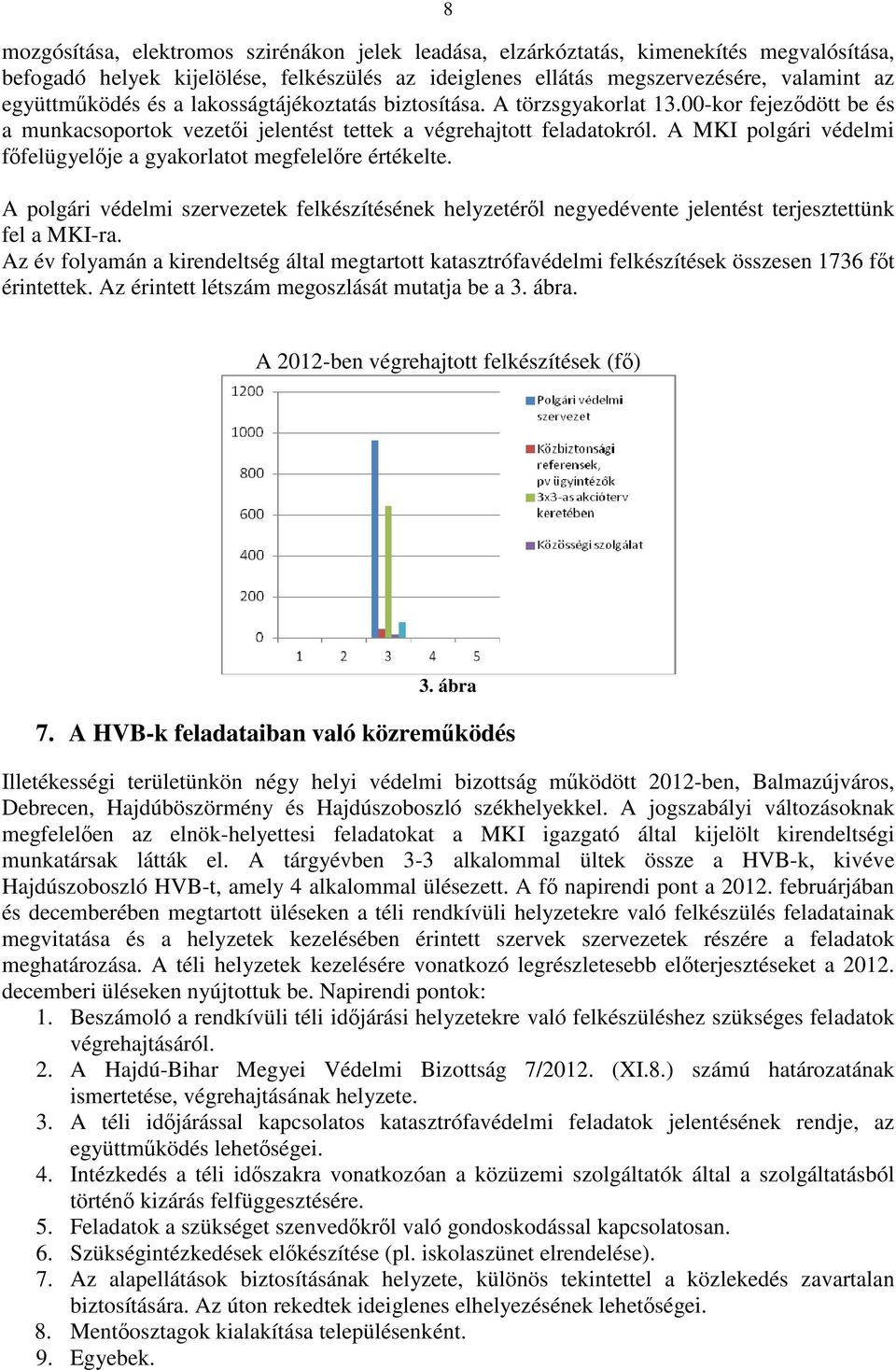 A MKI polgári védelmi főfelügyelője a gyakorlatot megfelelőre értékelte. A polgári védelmi szervezetek felkészítésének helyzetéről negyedévente jelentést terjesztettünk fel a MKI-ra.
