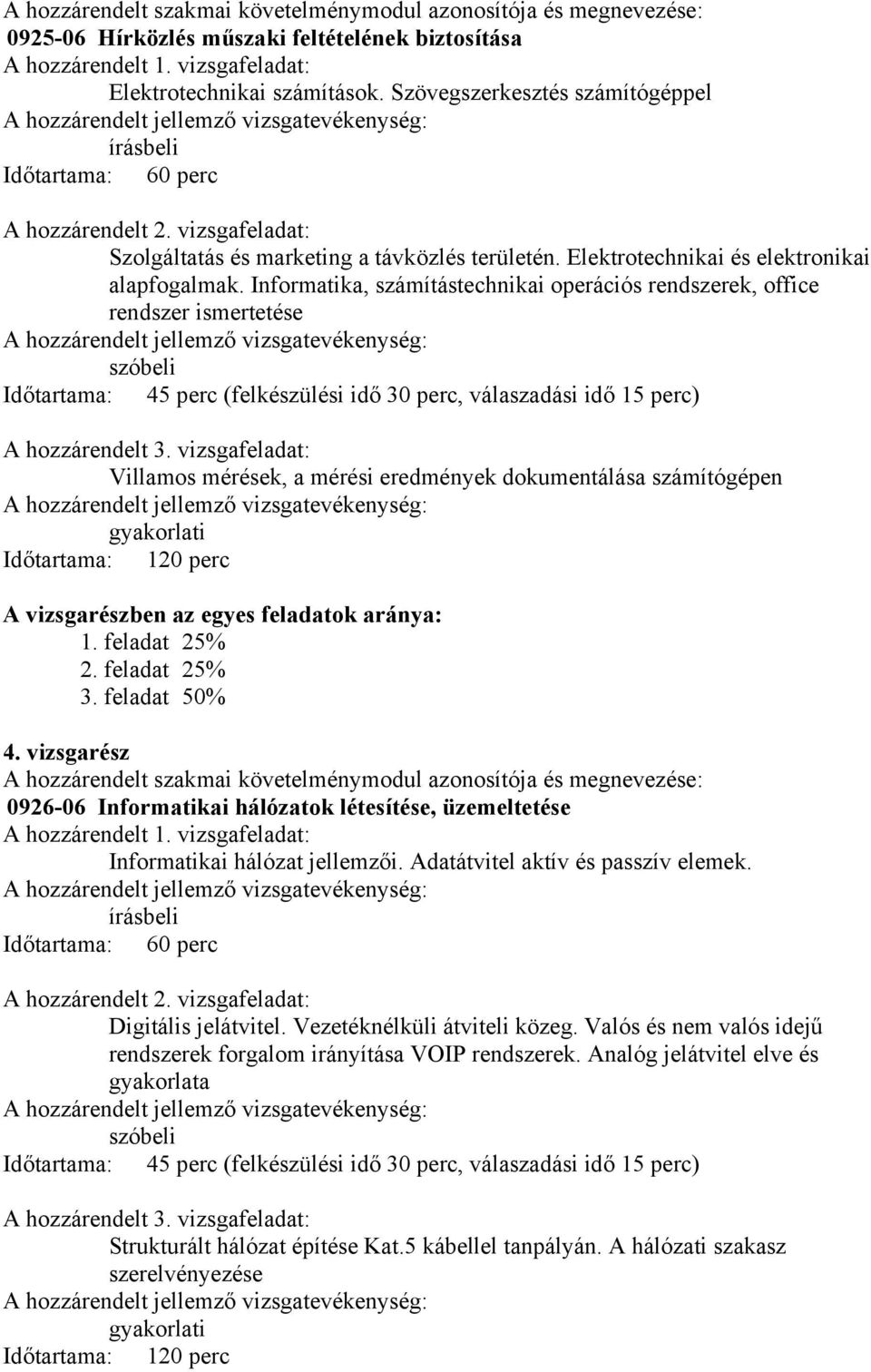 Informatika, számítástechnikai operációs rendszerek, office rendszer ismertetése szóbeli Időtartama: 45 perc (felkészülési idő 30 perc, válaszadási idő 15 perc) A hozzárendelt 3.