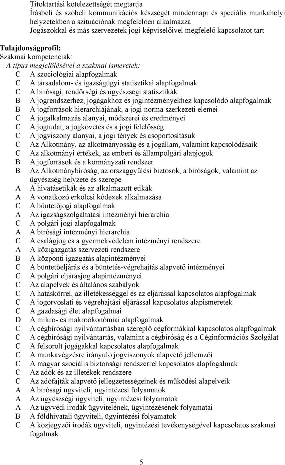 statisztikai alapfogalmak C A bírósági, rendőrségi és ügyészségi statisztikák B A jogrendszerhez, jogágakhoz és jogintézményekhez kapcsolódó alapfogalmak B A jogforrások hierarchiájának, a jogi norma