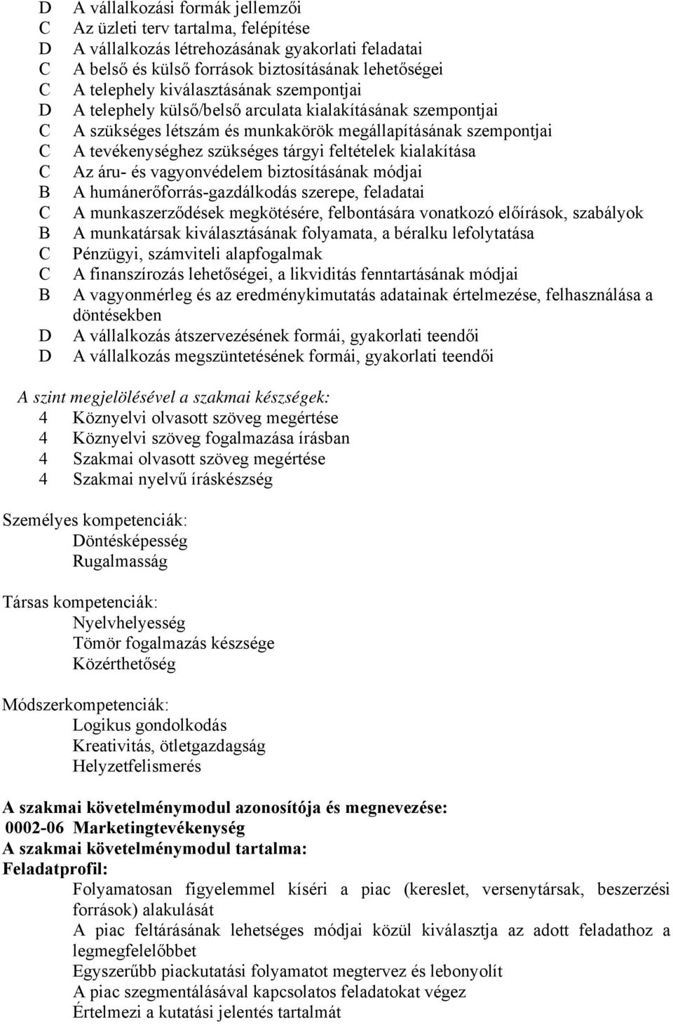 kialakítása Az áru- és vagyonvédelem biztosításának módjai A humánerőforrás-gazdálkodás szerepe, feladatai A munkaszerződések megkötésére, felbontására vonatkozó előírások, szabályok A munkatársak