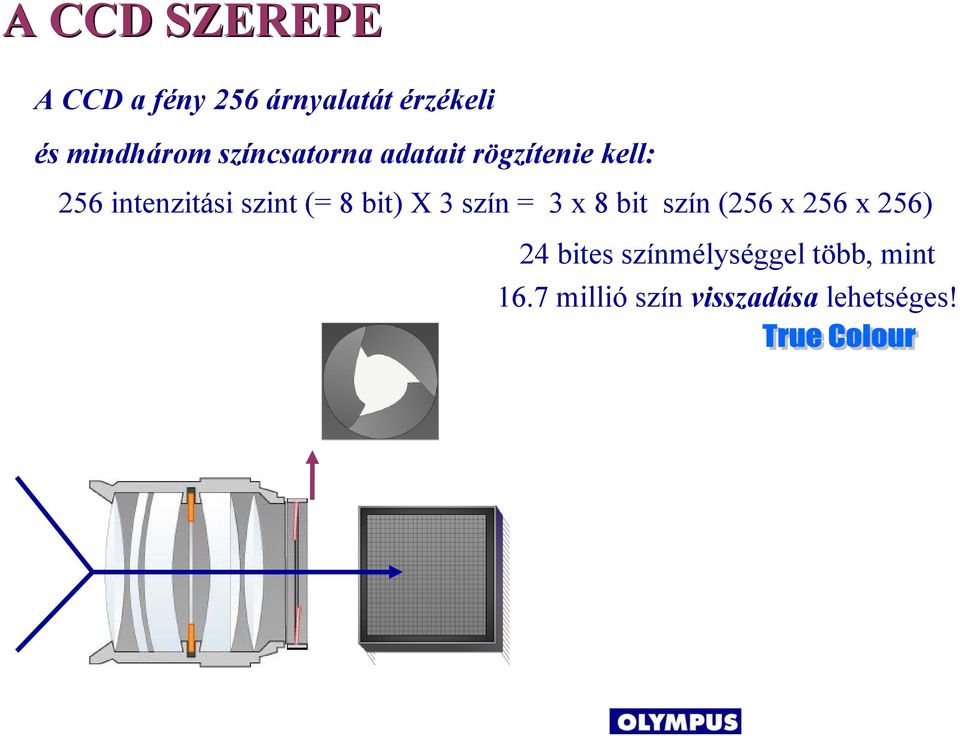 intenzitási szint (= 8 bit) X 3 szín = 3 x 8 bit szín (256 x