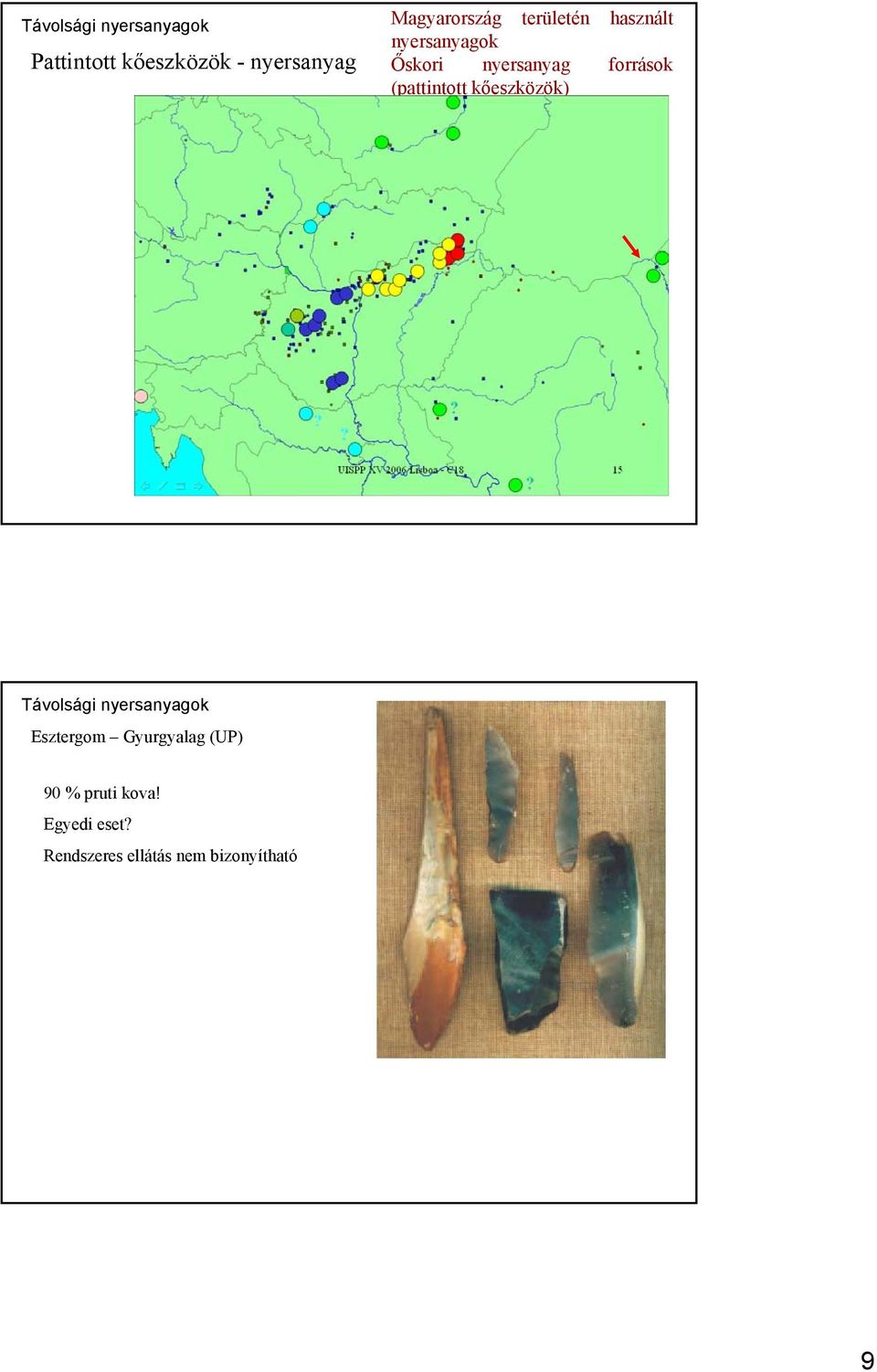 források (pattintott kőeszközök) Távolsági nyersanyagok Esztergom