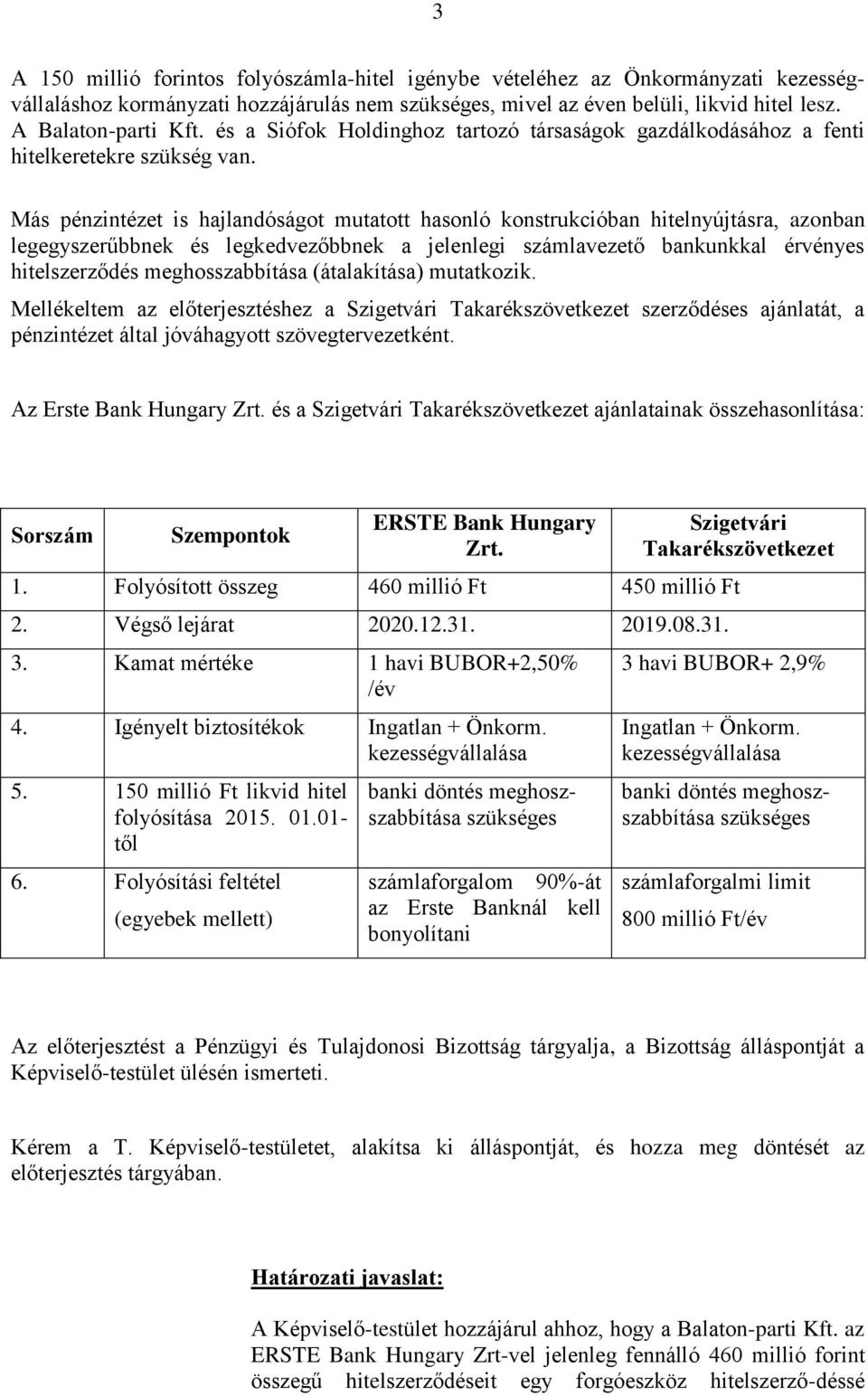 Más pénzintézet is hajlandóságot mutatott hasonló konstrukcióban hitelnyújtásra, azonban legegyszerűbbnek és legkedvezőbbnek a jelenlegi számlavezető bankunkkal érvényes hitelszerződés