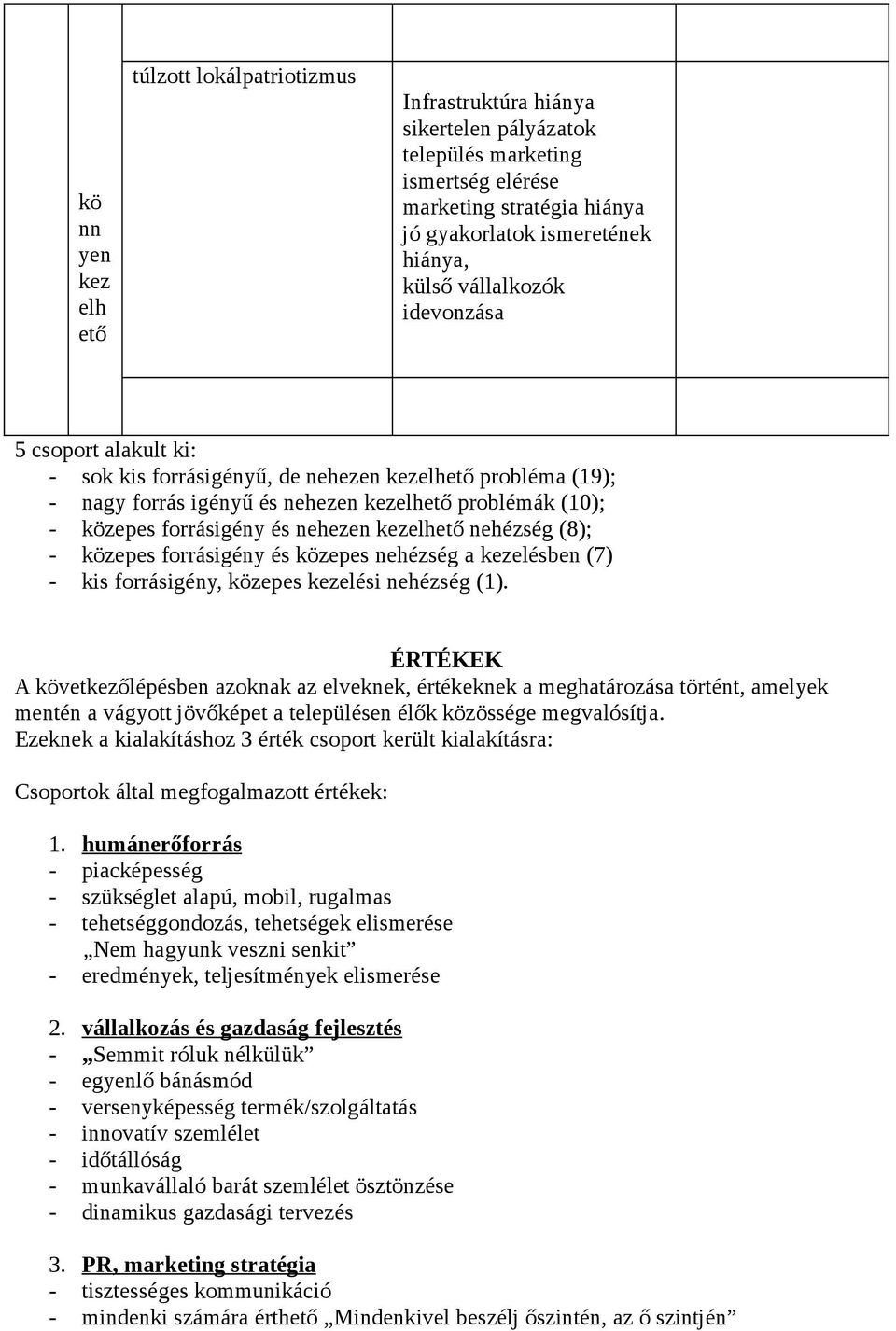 kezelhető nehézség (8); - közepes forrásigény és közepes nehézség a kezelésben (7) - kis forrásigény, közepes kezelési nehézség (1).