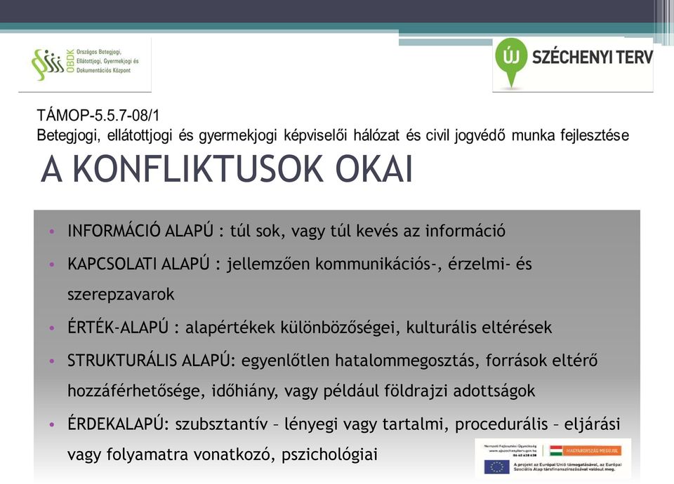 STRUKTURÁLIS ALAPÚ: egyenlőtlen hatalommegosztás, források eltérő hozzáférhetősége, időhiány, vagy például