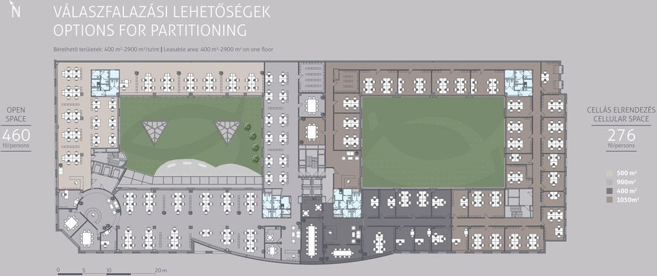 m2-2900 m2 on one floor OPEN SPACE CELLÁS ELRENDEZÉS CELLULAR