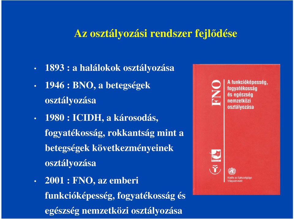 rokkantság mint a betegségek következményeinek osztályozása 2001 : FNO,