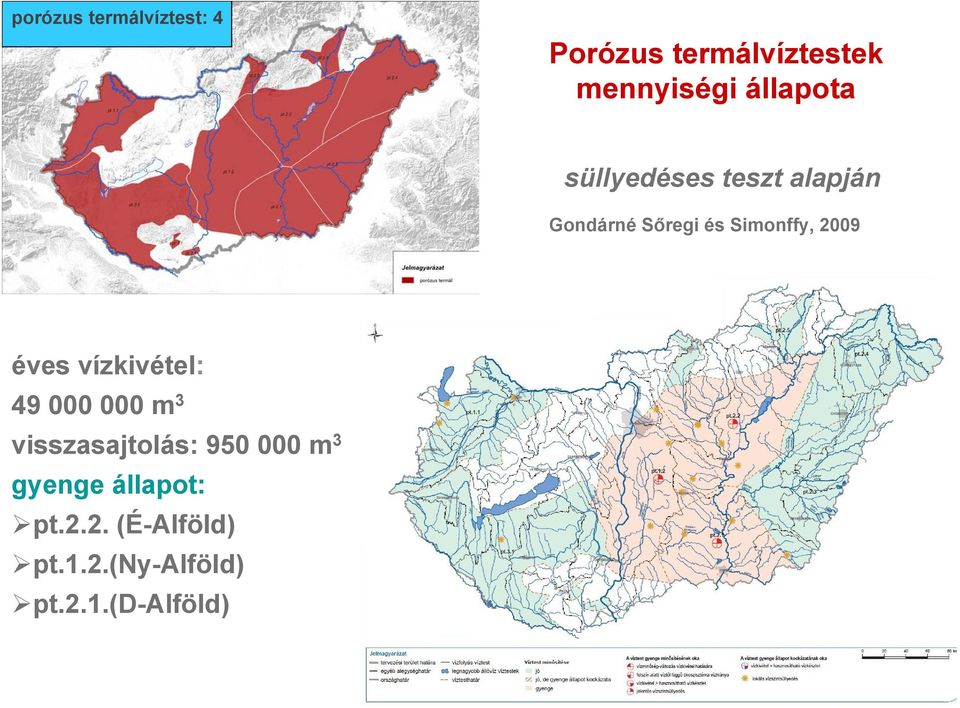 2009 éves vízkivétel: 49 000 000 m 3 visszasajtolás: 950 000 m 3