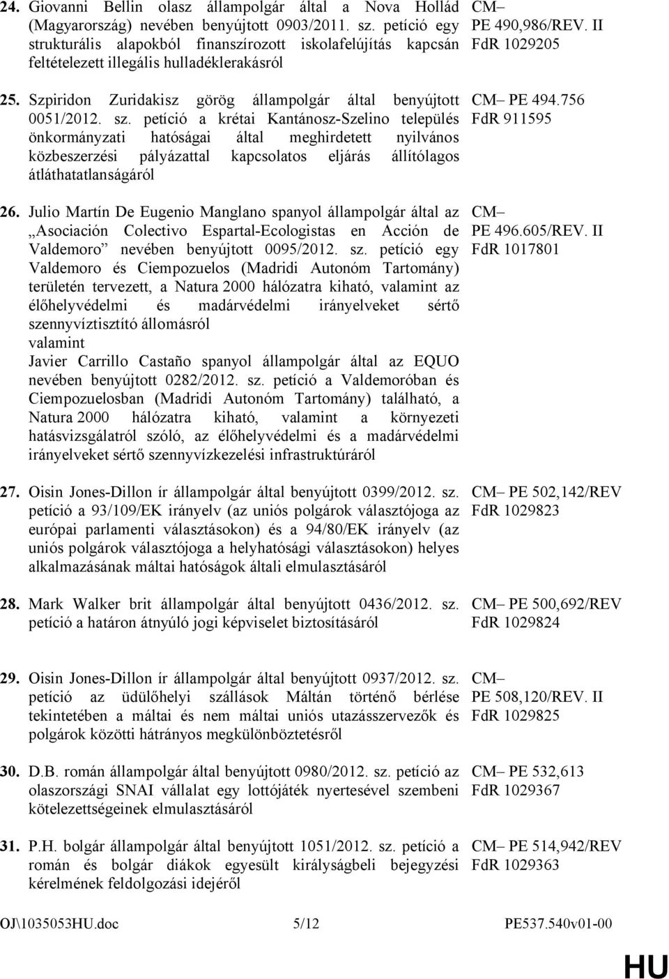 petíció a krétai Kantánosz-Szelino település önkormányzati hatóságai által meghirdetett nyilvános közbeszerzési pályázattal kapcsolatos eljárás állítólagos átláthatatlanságáról 26.