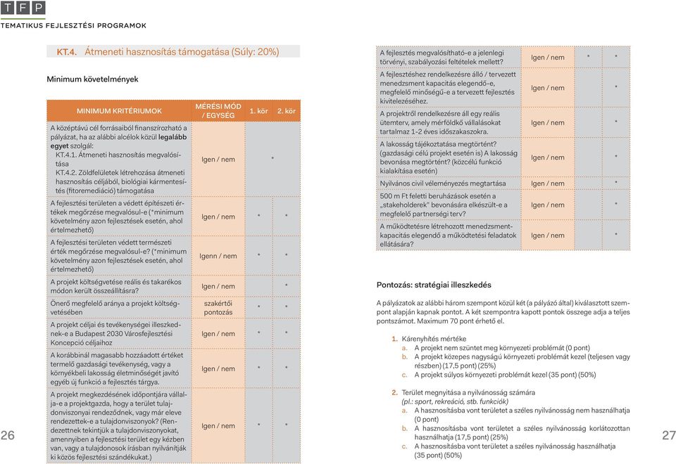 Zöldfelületek létrehozása átmeneti hasznosítás céljából, biológiai kármentesítés (fitoremediáció) támogatása A fejlesztési területen a védett építészeti értékek megőrzése megvalósul-e (*minimum