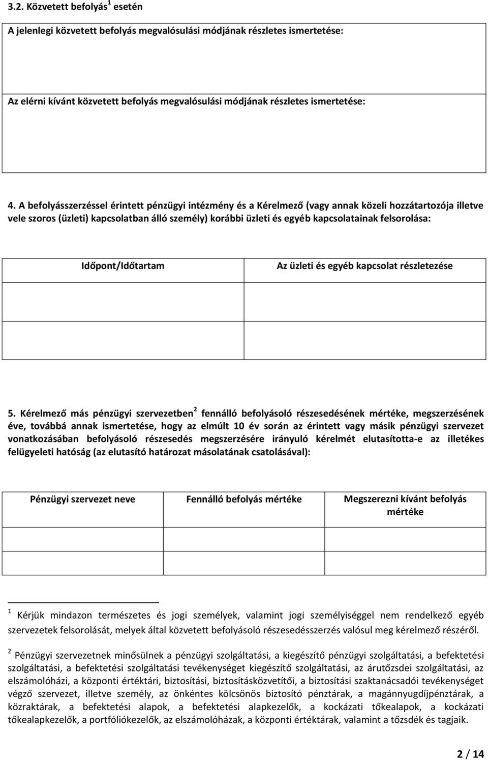 felsorolása: Időpont/Időtartam Az üzleti és egyéb kapcsolat részletezése 5.