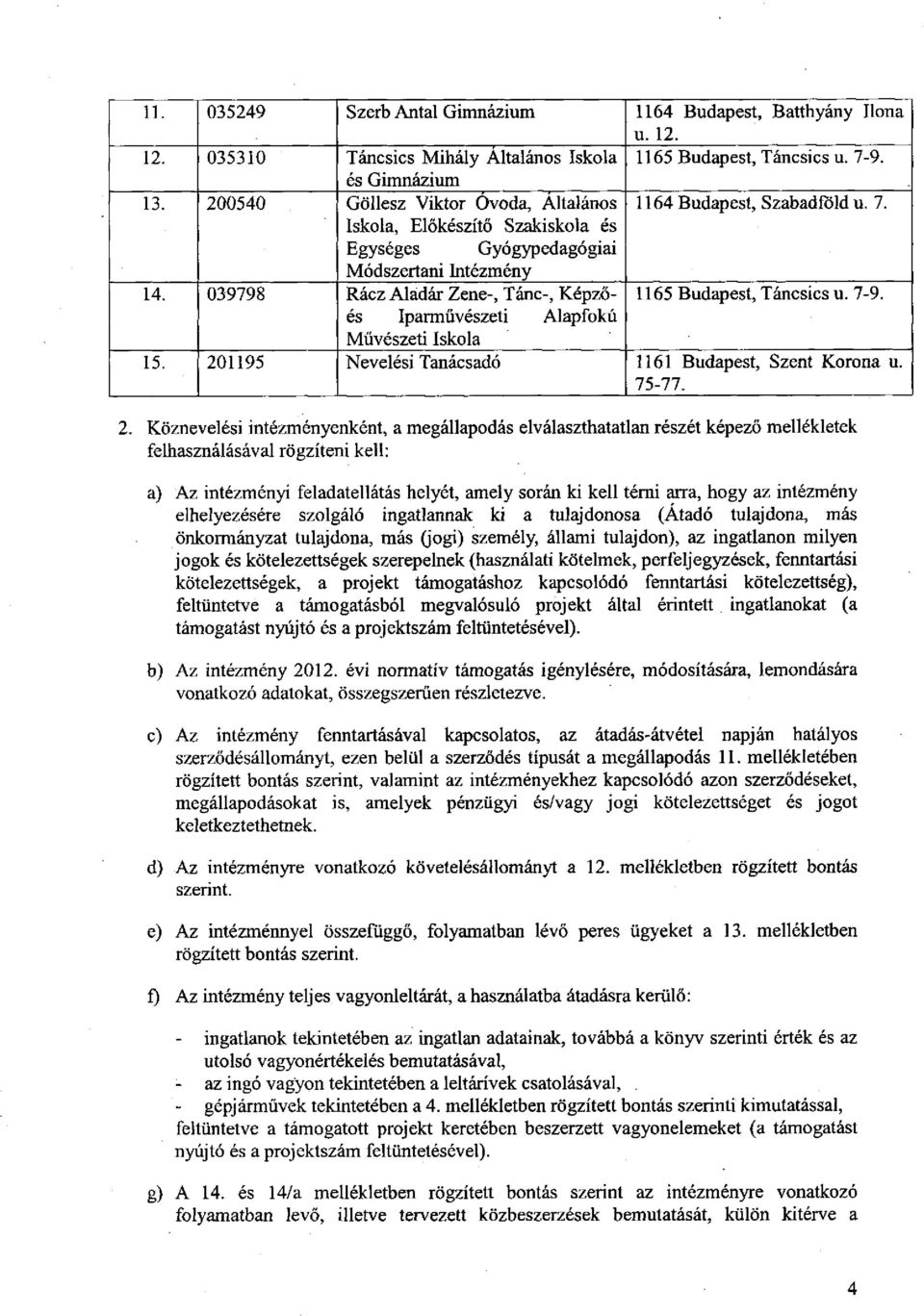 039798 Rácz Aladár Zene-, Tánc-, Képzőés 1165 Budapest, Táncsics u. 7-9. Iparművészeti Alapfokú Művészeti Iskola 15. 20