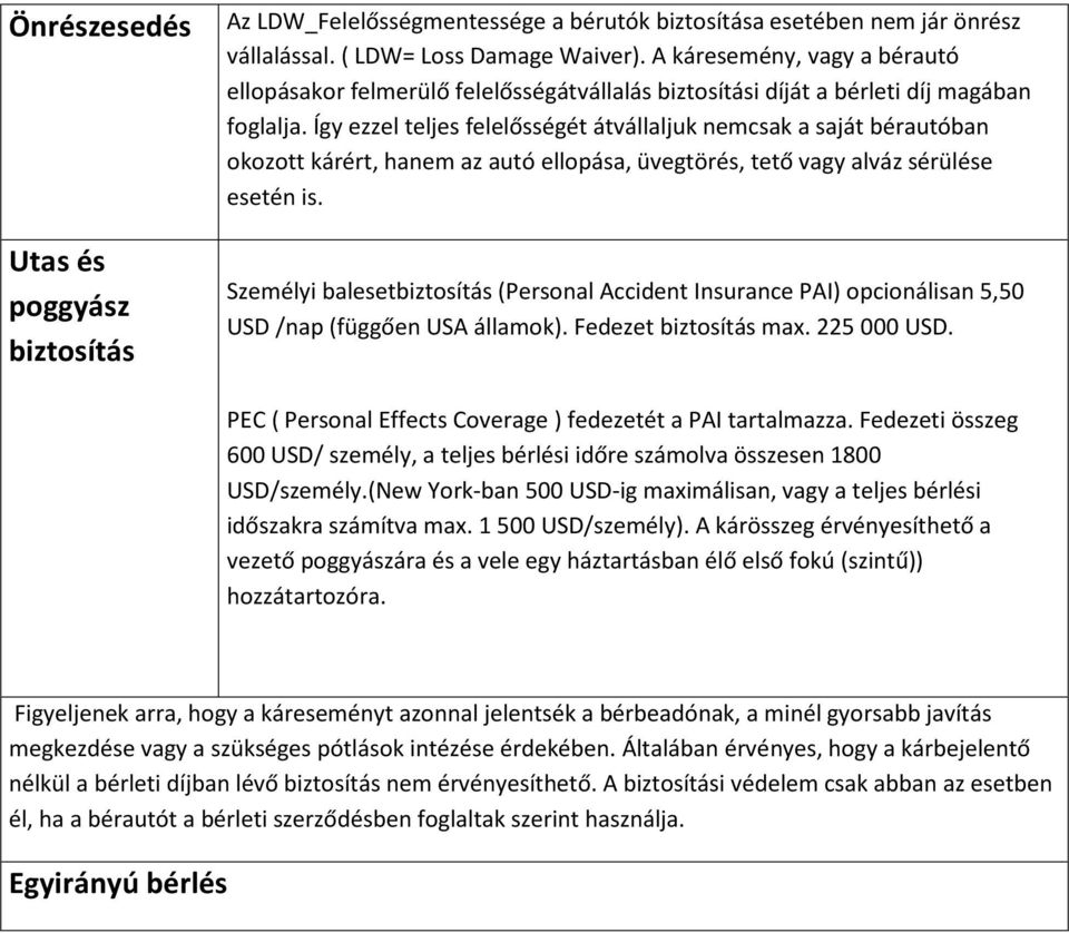 Így ezzel teljes felelősségét átvállaljuk nemcsak a saját bérautóban okozott kárért, hanem az autó ellopása, üvegtörés, tető vagy alváz sérülése esetén is.