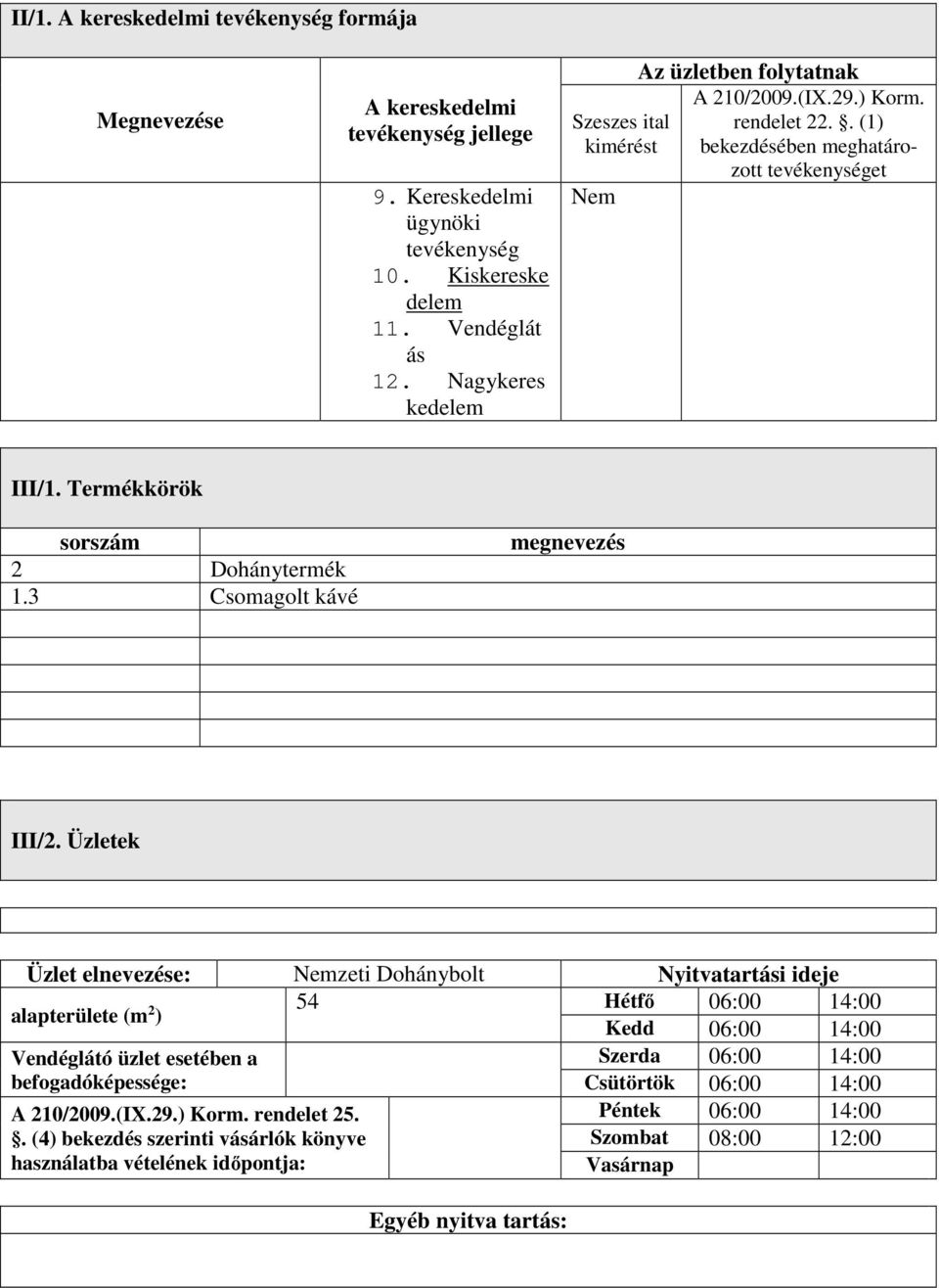 3 Csomagolt kávé megnevezés III/2.