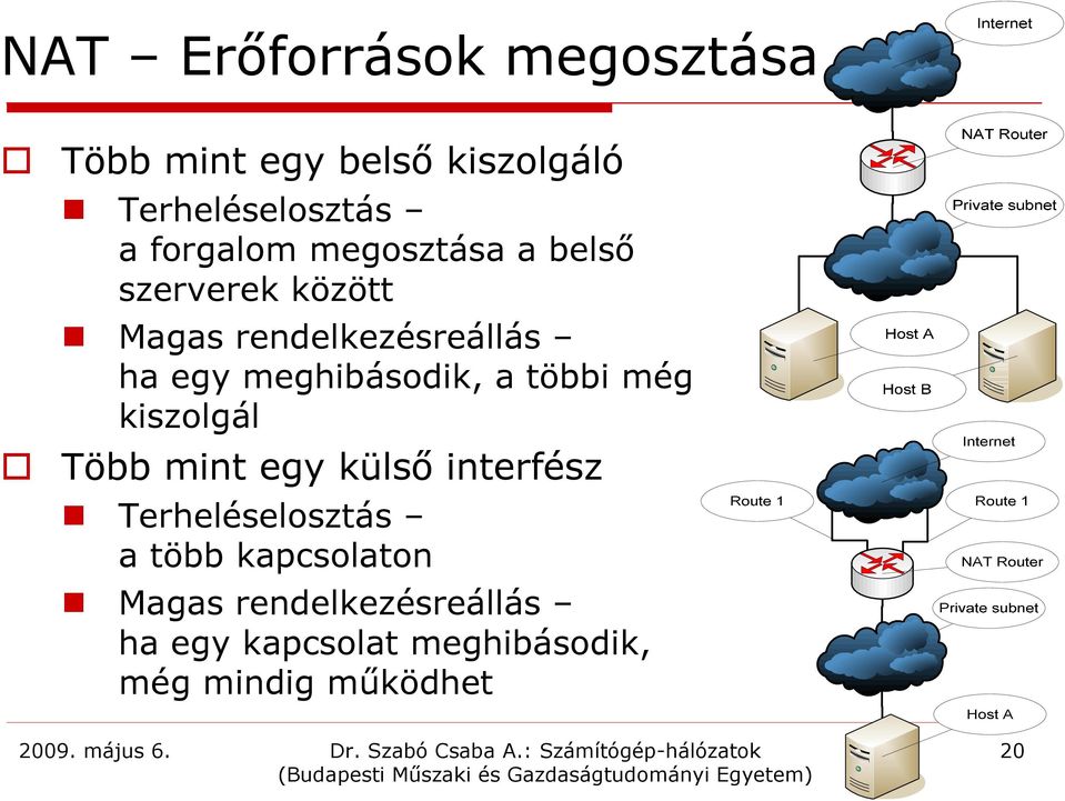 meghibásodik, a többi még kiszolgál Több mint egy külső interfész Terheléselosztás