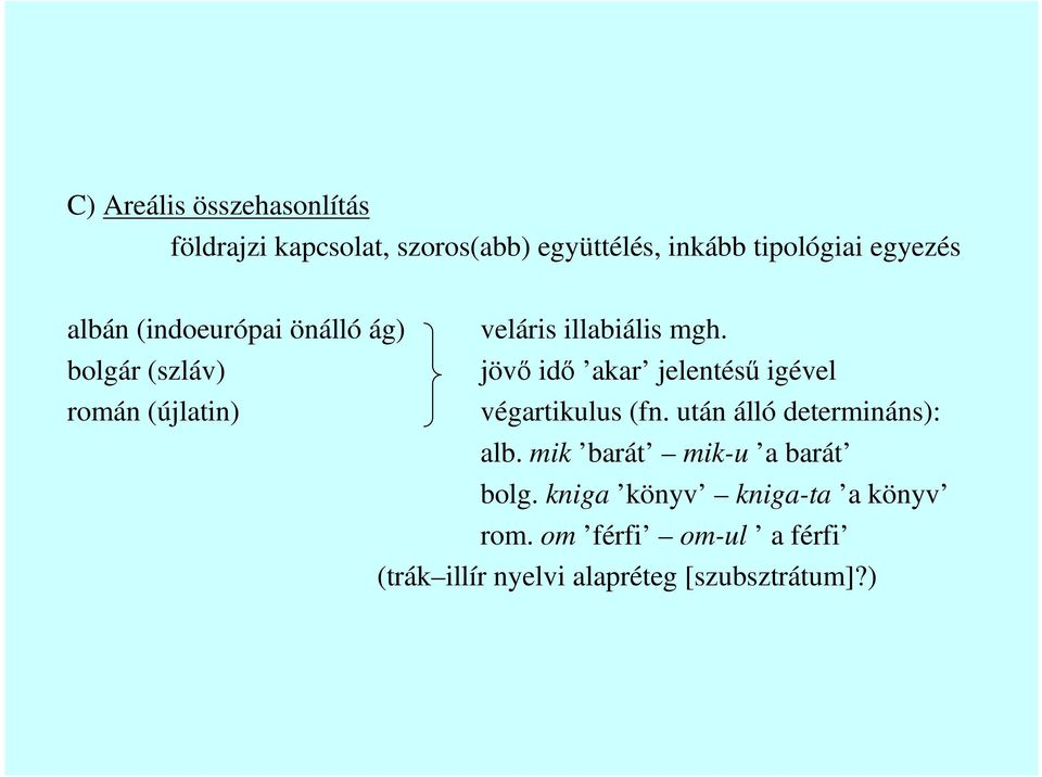 bolgár (szláv) jövı idı akar jelentéső igével román (újlatin) végartikulus (fn.