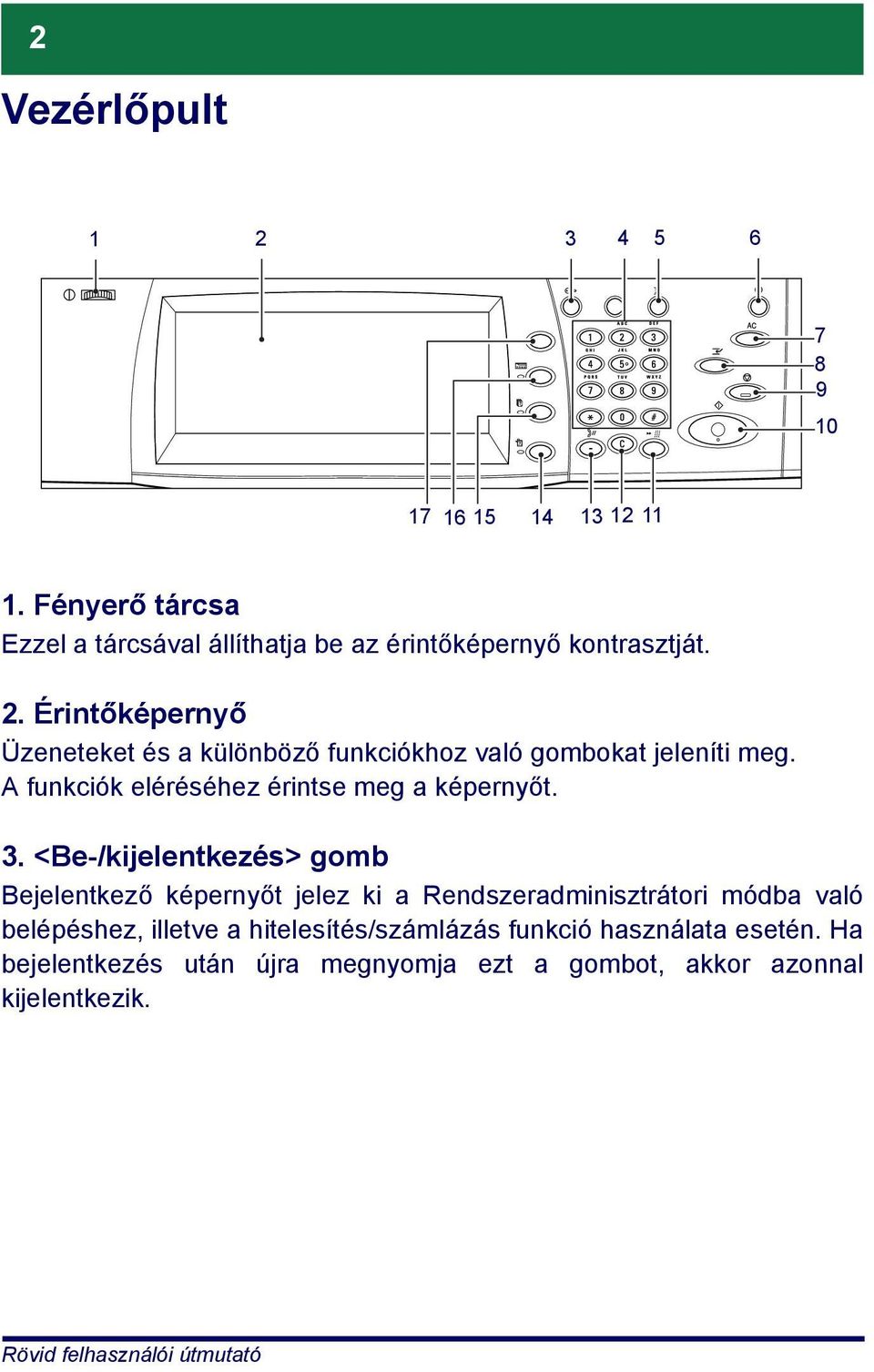 Érintőképernyő Üzeneteket és a különböző funkciókhoz való gombokat jeleníti meg. A funkciók eléréséhez érintse meg a képernyőt.