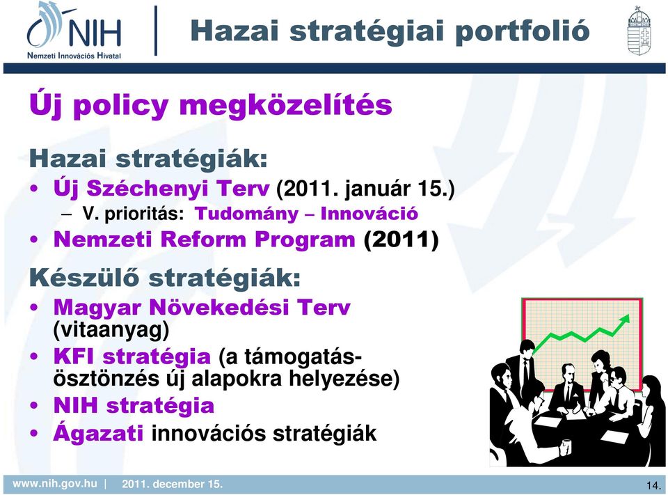 prioritás: Tudomány Innováció Nemzeti Reform Program (2011) Készülő stratégiák: