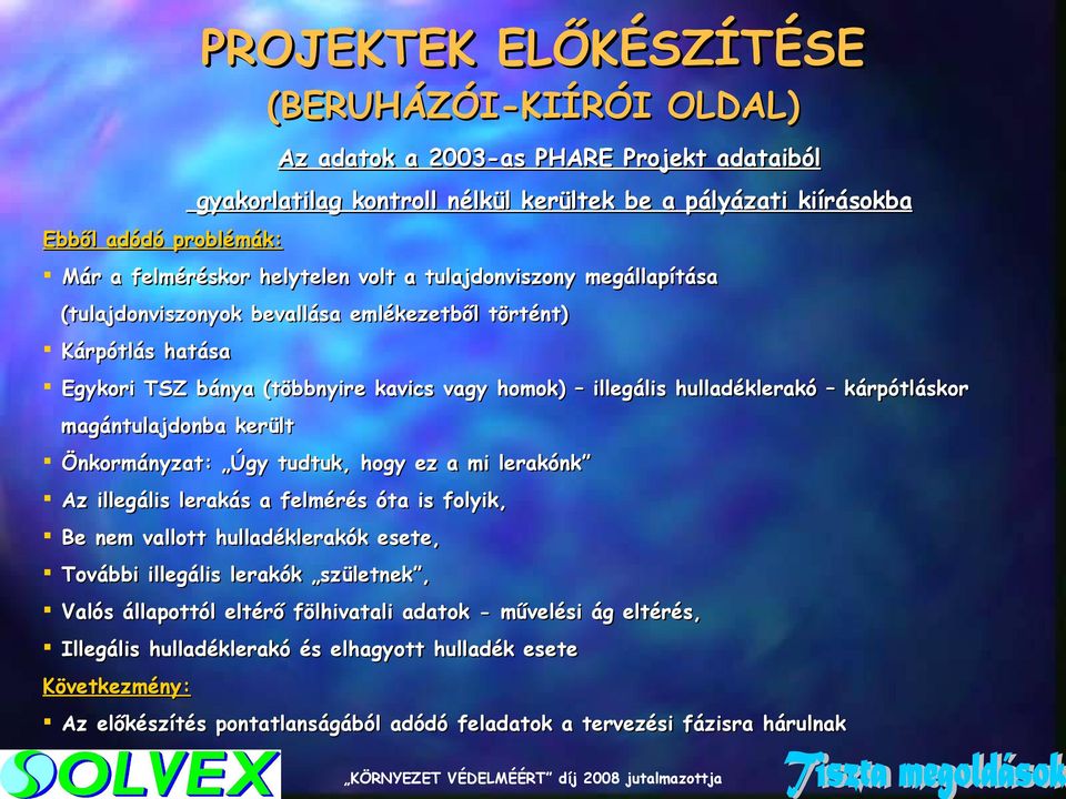 kárpótláskor magántulajdonba került Önkormányzat: Úgy tudtuk, hogy ez a mi lerakónk Az illegális lerakás a felmérés óta is folyik, Be nem vallott hulladéklerakók esete, További illegális lerakók