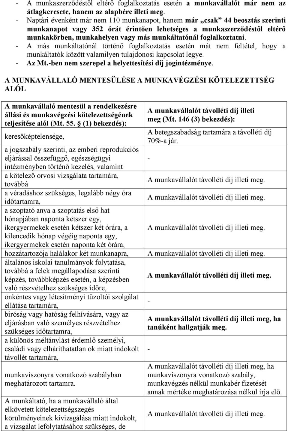 foglalkoztatni. - A más munkáltatónál történő foglalkoztatás esetén mát nem feltétel, hogy a munkáltatók között valamilyen tulajdonosi kapcsolat legye. - Az Mt.