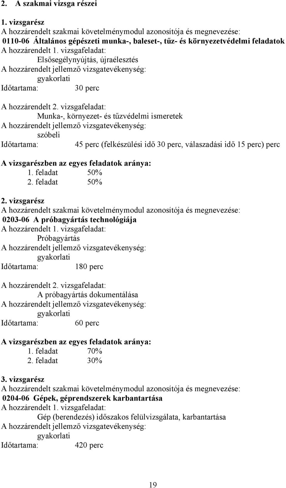 vizsgafeladat: Elsősegélynyújtás, újraélesztés hozzárendelt jellemző vizsgatevékenység: gyakorlati Időtartama: 30 perc hozzárendelt 2.