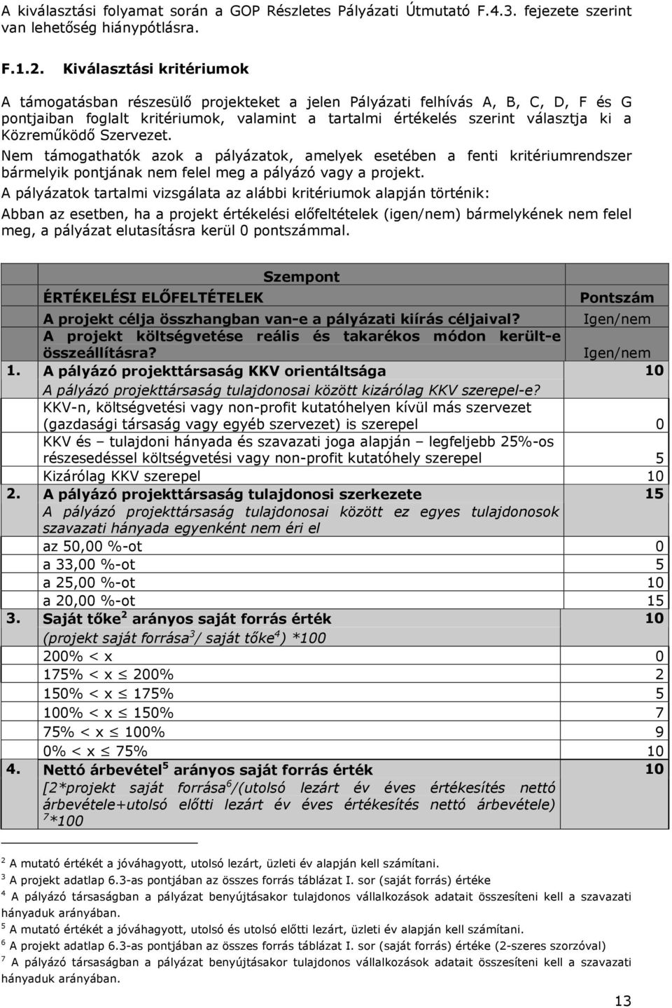 Közreműködő Szervezet. Nem támogathatók azok a pályázatok, amelyek esetében a fenti kritériumrendszer bármelyik pontjának nem felel meg a pályázó vagy a projekt.