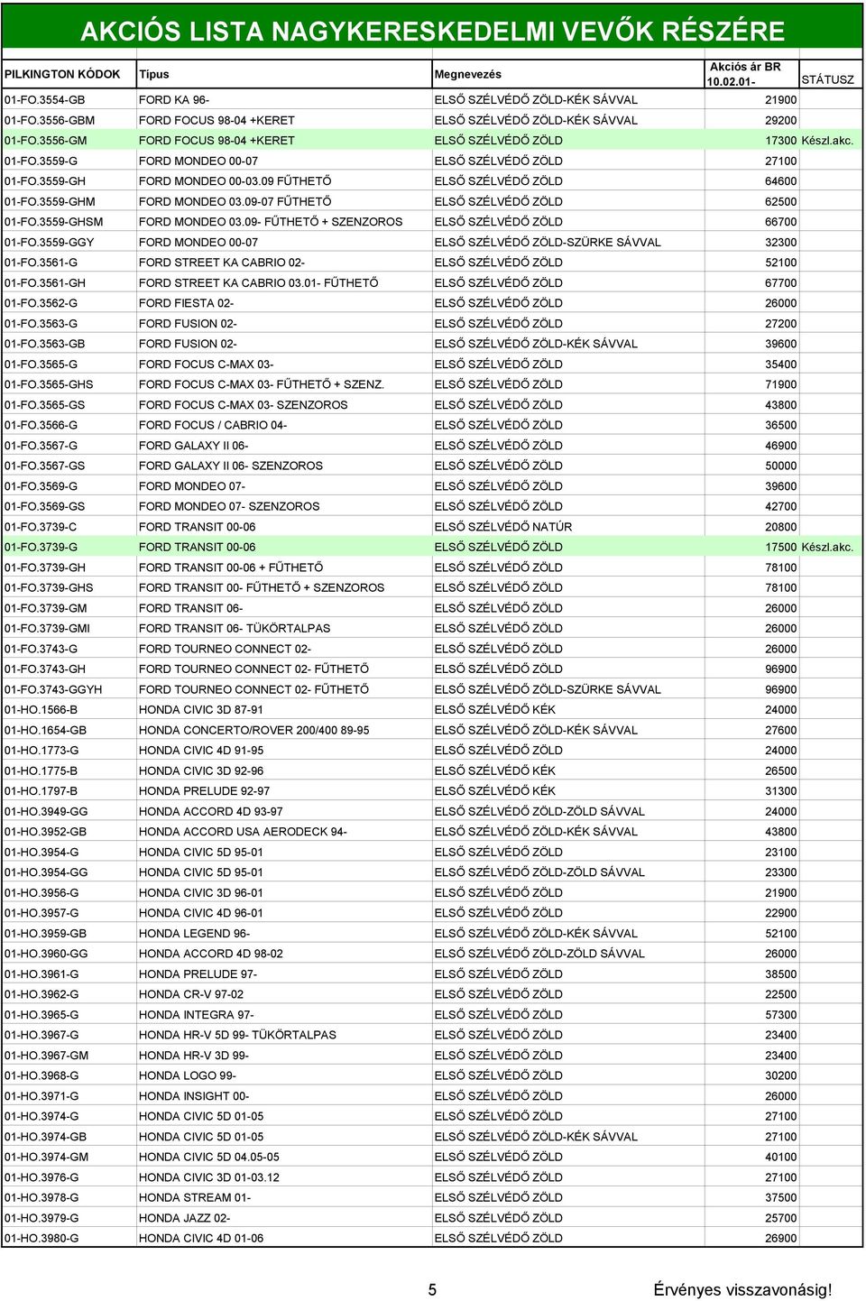 AKCIÓS LISTA NAGYKERESKEDELMI VEVŐK RÉSZÉRE - PDF Ingyenes letöltés