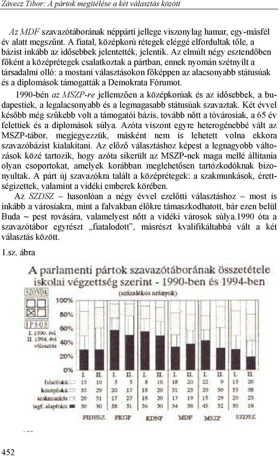 a Demokrata Fórumot. 1990-bén az MSZP-re jellemzően a középkorúak és az idősebbek, a budapestiek, a legalacsonyabb és a legmagasabb státusúak szavaztak.