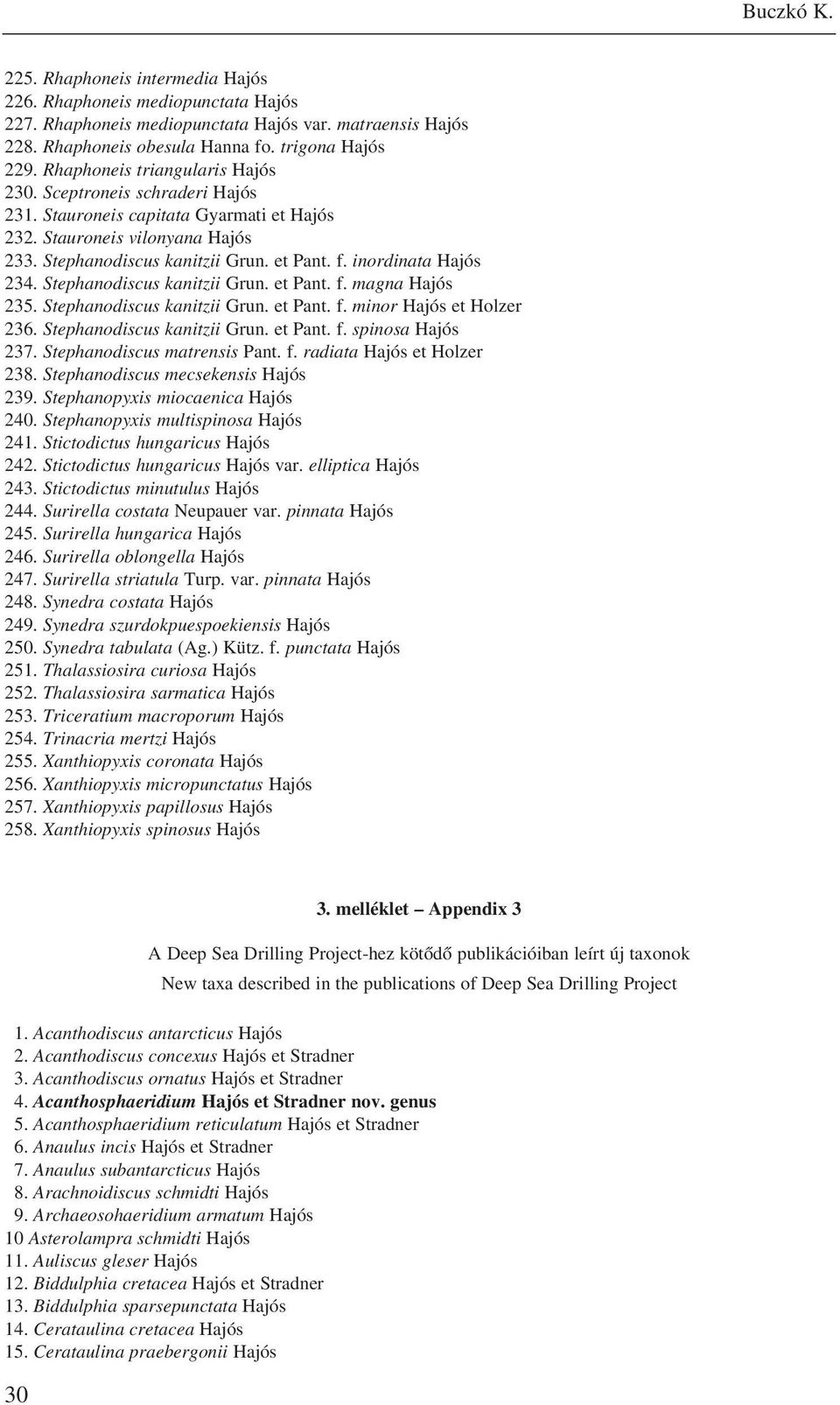 inordinata Hajós 234. Stephanodiscus kanitzii Grun. et Pant. f. magna Hajós 235. Stephanodiscus kanitzii Grun. et Pant. f. minor Hajós et Holzer 236. Stephanodiscus kanitzii Grun. et Pant. f. spinosa Hajós 237.