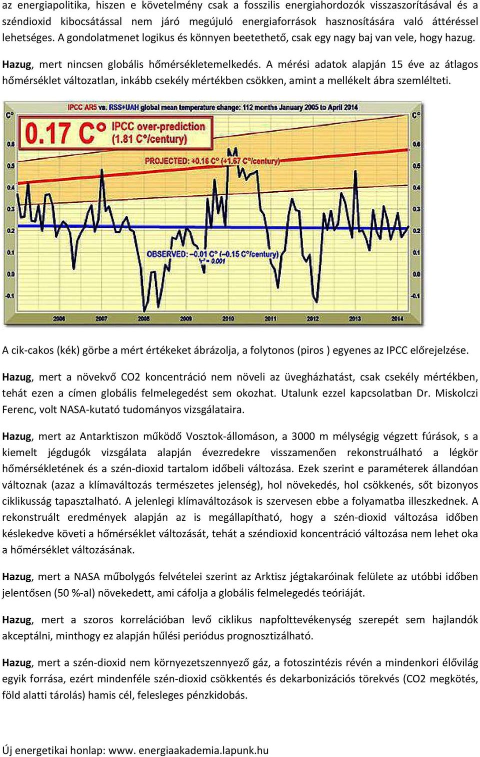 A mérési adatok alapján 15 éve az átlagos hőmérséklet változatlan, inkább csekély mértékben csökken, amint a mellékelt ábra szemlélteti.