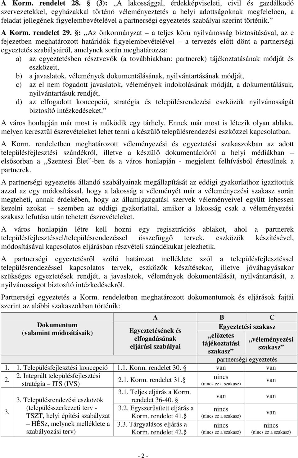 egyeztetés szabályai szerint történik. A Korm. rendelet 29.