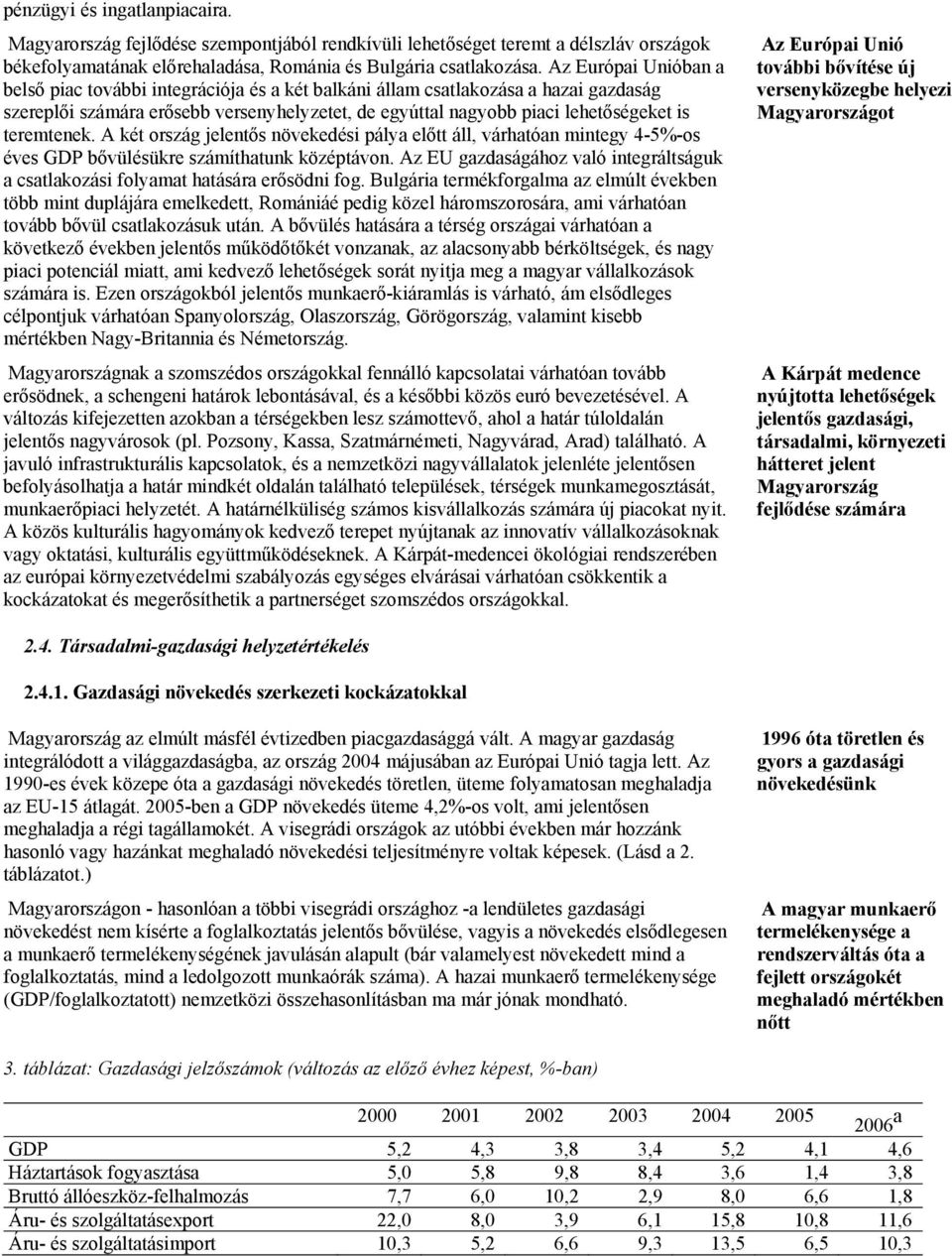 teremtenek. A két ország jelentős növekedési pálya előtt áll, várhatóan mintegy 4-5%-os éves GDP bővülésükre számíthatunk középtávon.