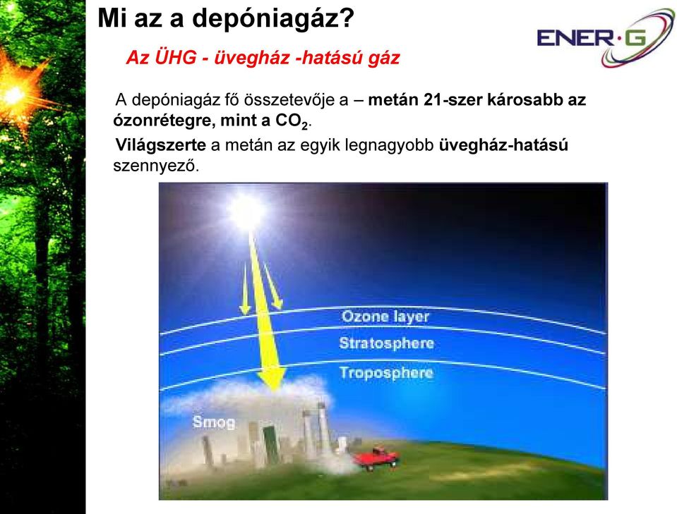 összetevője a metán 21-szer károsabb az