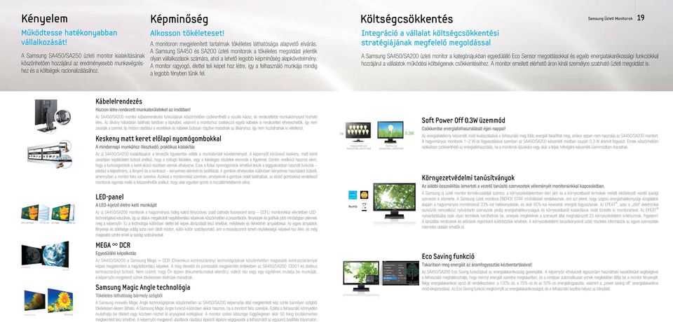 A Samsung SA450 és SA200 üzleti monitorok a tökéletes megoldást jelentik olyan vállalkozások számára, ahol a lehető legjobb képminőség alapkövetelmény.