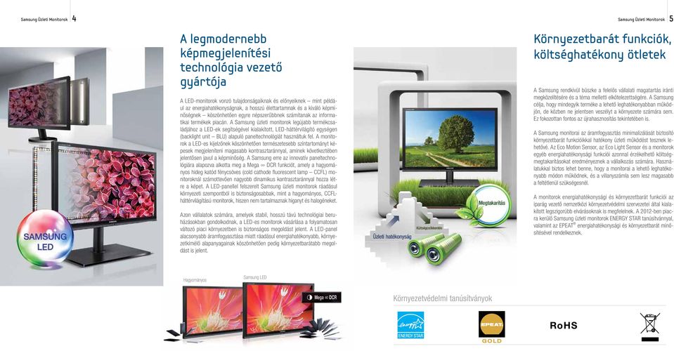 A Samsung üzleti monitorok legújabb termékcsaládjához a LED-ek segítségével kialakított, LED-háttérvilágító egységen (backlight unit BLU) alapuló paneltechnológiát használtuk fel.