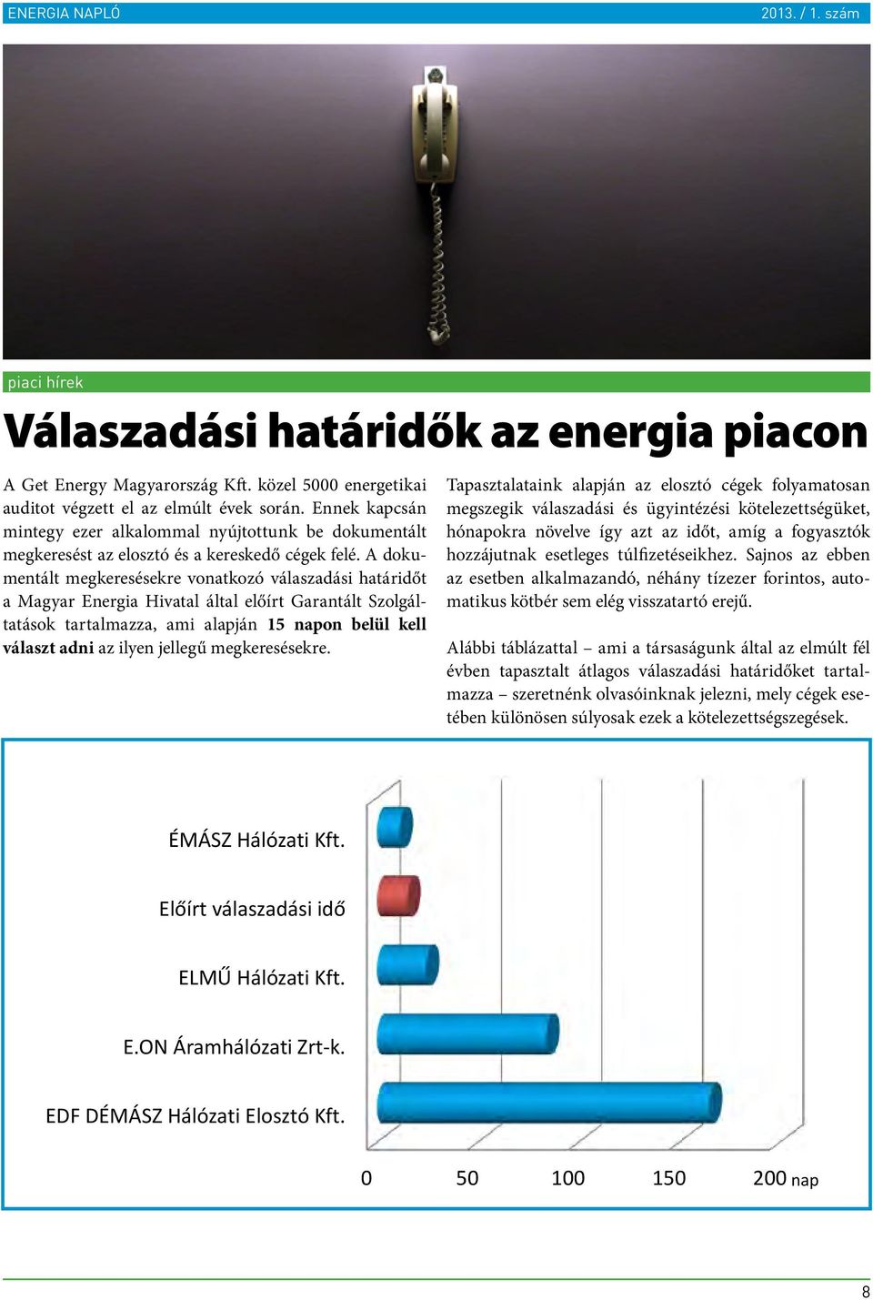 A dokumentált megkeresésekre vonatkozó válaszadási határidőt a Magyar Energia Hivatal által előírt Garantált Szolgáltatások tartalmazza, ami alapján 15 napon belül kell választ adni az ilyen jellegű