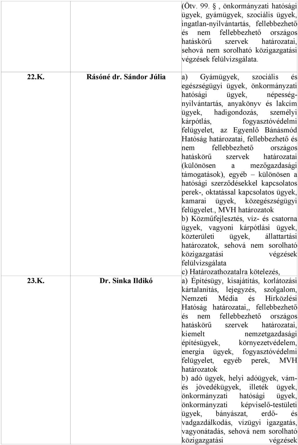 felügyelet, az Egyenlő Bánásmód Hatóság határozatai, fellebbezhető és nem fellebbezhető országos hatáskörű szervek határozatai (különösen a mezőgazdasági támogatások), egyéb különösen a hatósági