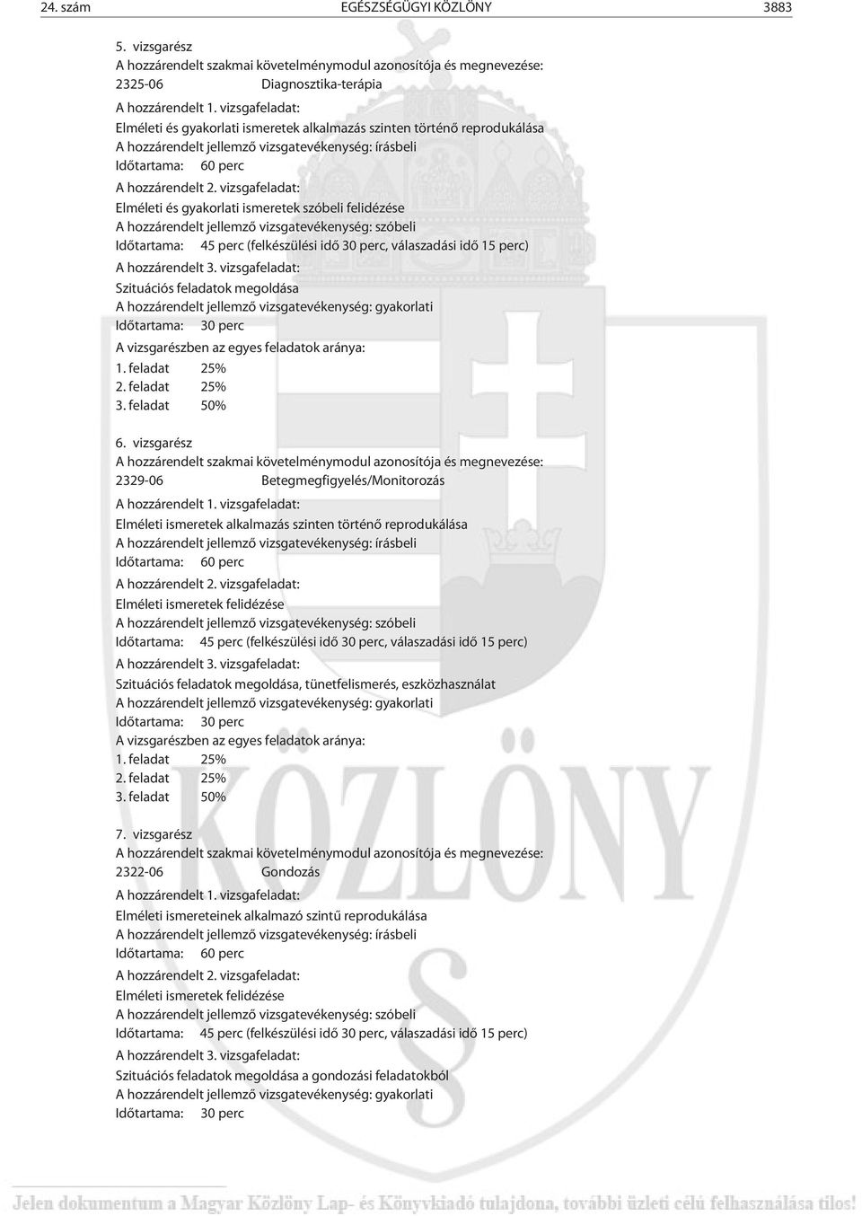 vizsgafeladat: Elméleti és gyakorlati ismeretek szóbeli felidézése A hozzárendelt jellemzõ vizsgatevékenység: szóbeli Idõtartama: 45 perc (felkészülési idõ 30 perc, válaszadási idõ 15 perc) A